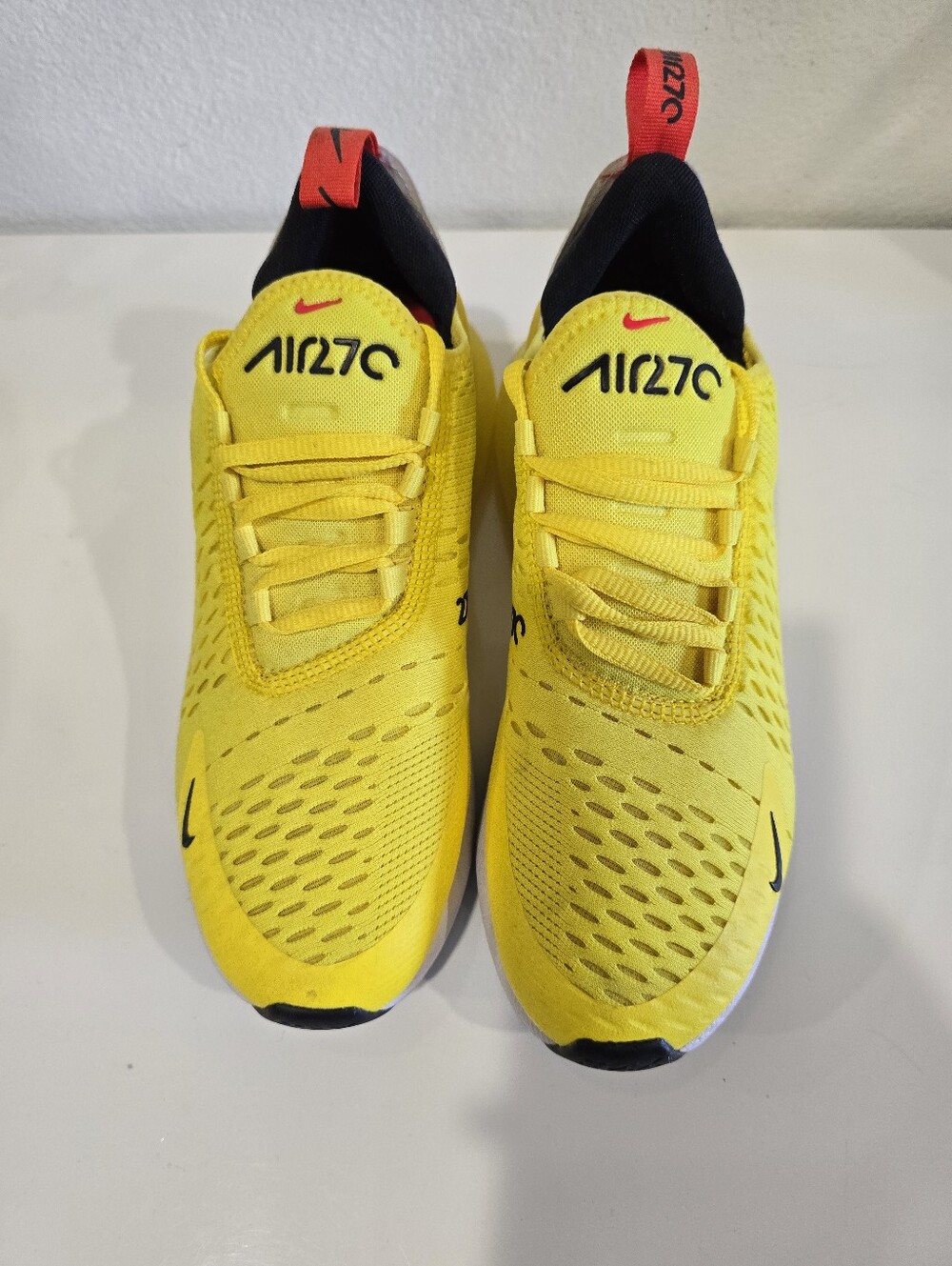 Nike Yellow Air270 Lightweight Sneakers with Red Pull Tabs